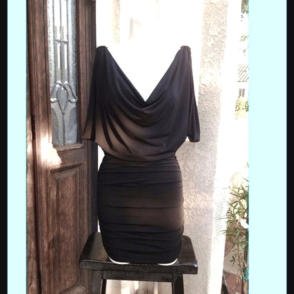 SEXY BLACK DRAPED LBD